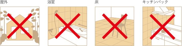 エコカラットプラスの施工が不可能な部位の図