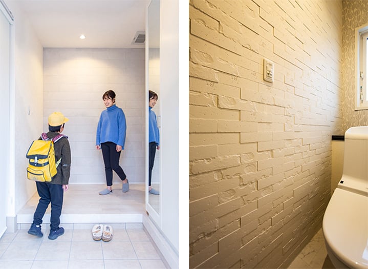 エコカラットを取り付けた玄関とトイレ